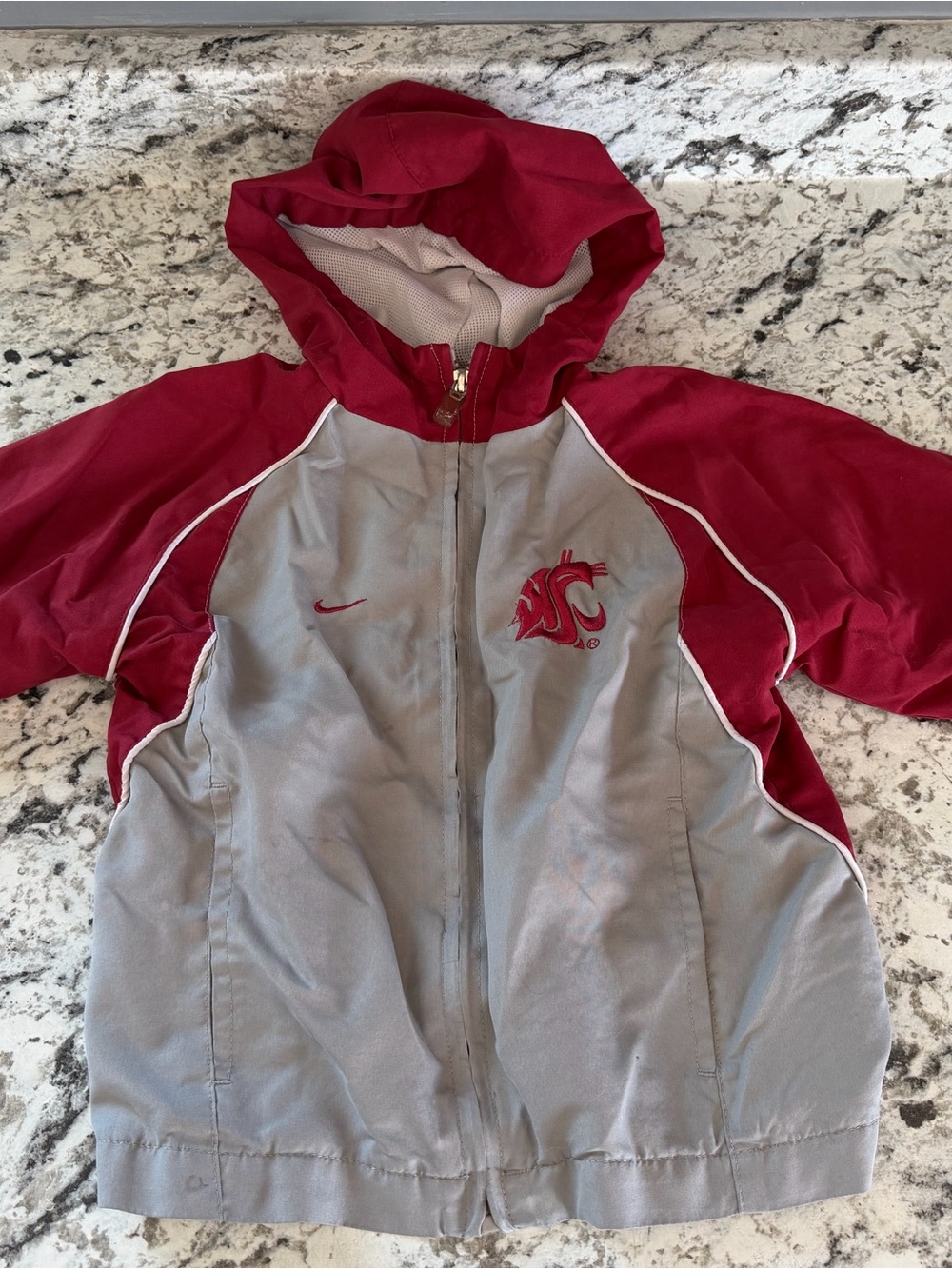 Nike Kids Red and Gray Hooded Team Windbreaker